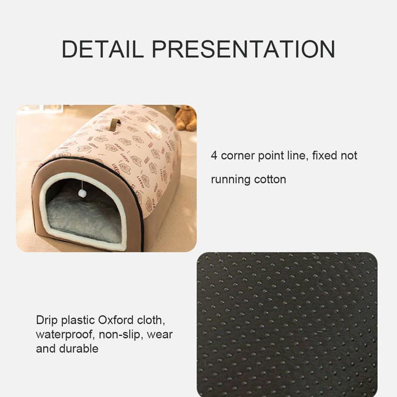 Warm Winter Dog House Mat Detachable Plush Cotton Puppy Shelter Washable Large Dog Bed House Comfortable Winter Cat Bed Castle Dogs Cats Pet Supplies