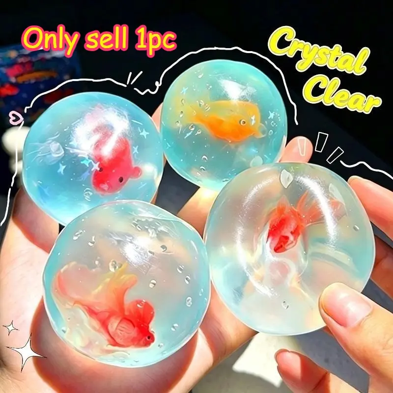 Coconut Oil Goldfish Squishy, Moldable Transparent Stress Ball, Fidget Relief Toy, Soft Slow‑Rebound Decompression Squeeze Toy, Stress Relief Squishies