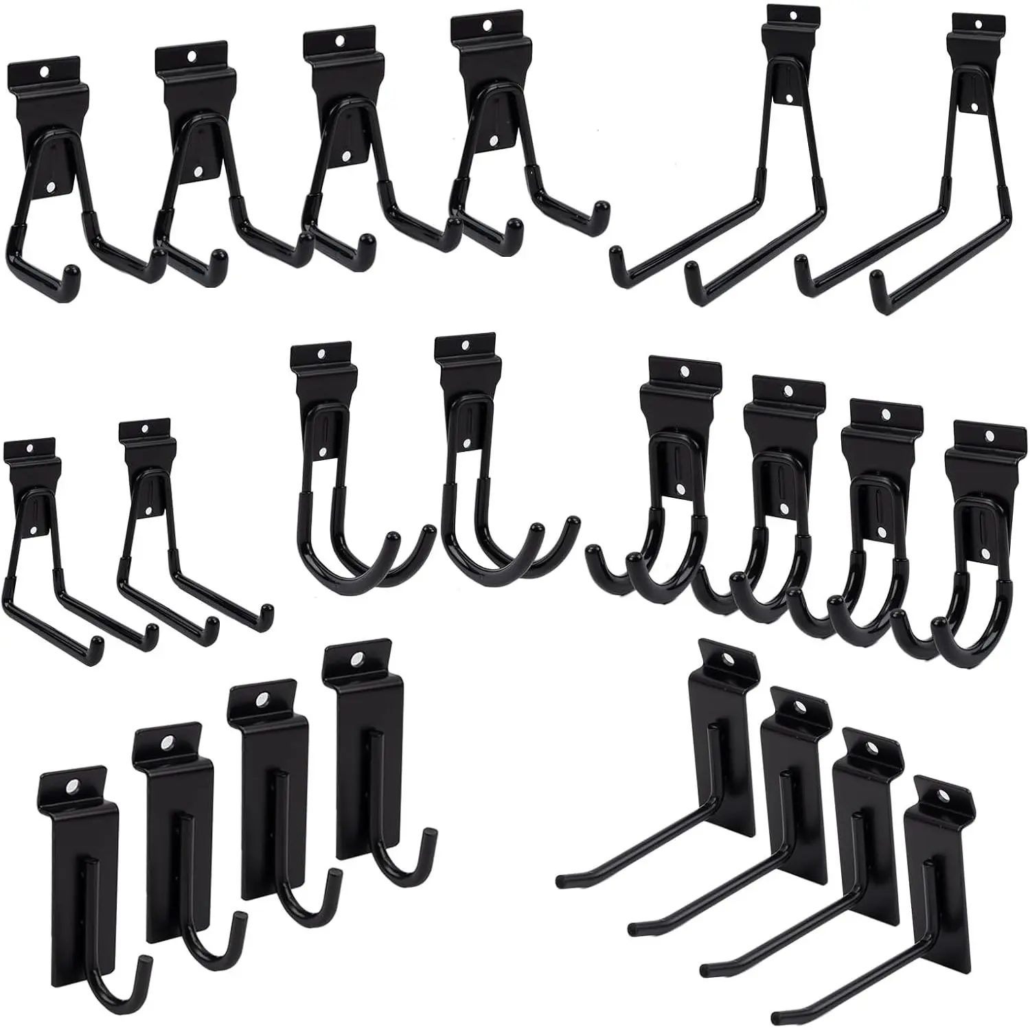Slatwall Accessories 22 PCS Heavy Duty Garage Hooks Slatwall Panel Hooks Slat Wall Hanging Hook for Bike Ladder Garage Storage System Accessory Multi Size Utility