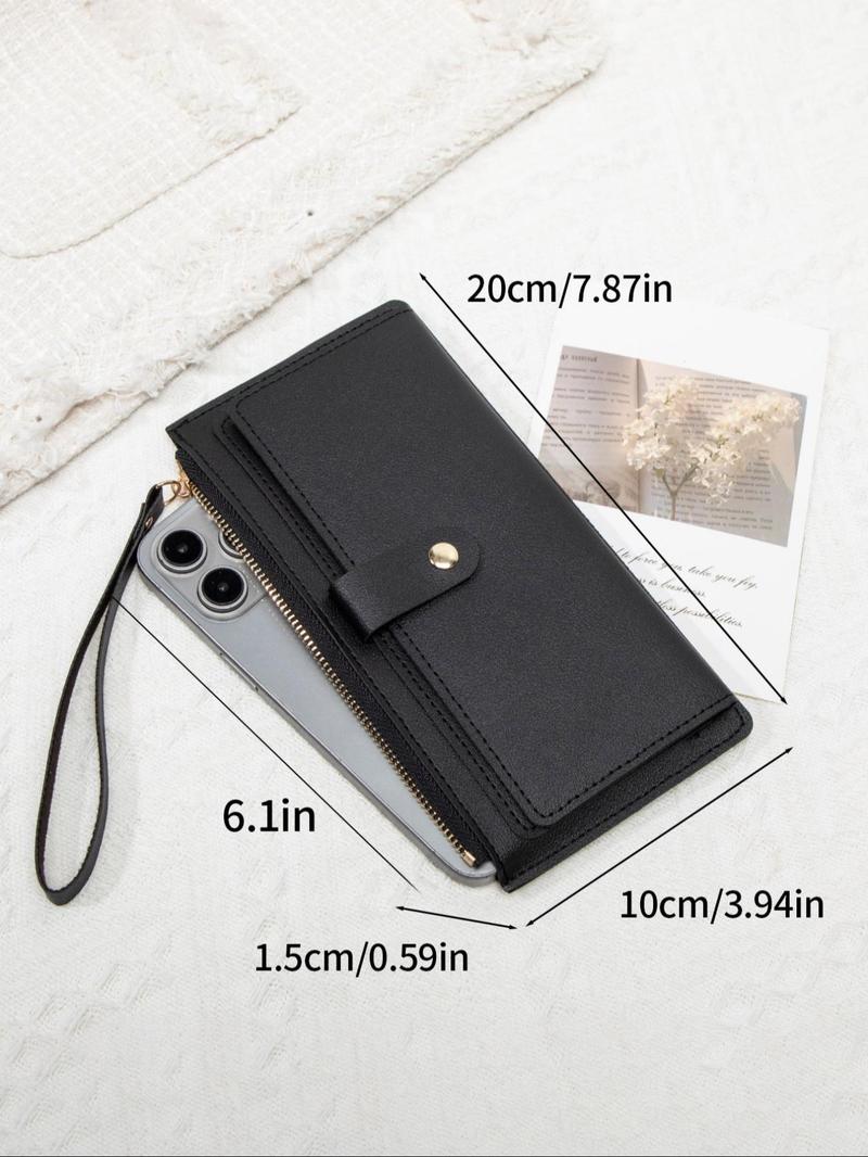 Women's Solid Color Zipper Long Wallet, Fashionable PuLeather Wallet, Multi-functional Card Holder for Daily Use，Christmas Gift, Valentine's Day Gift, Ideal Gift