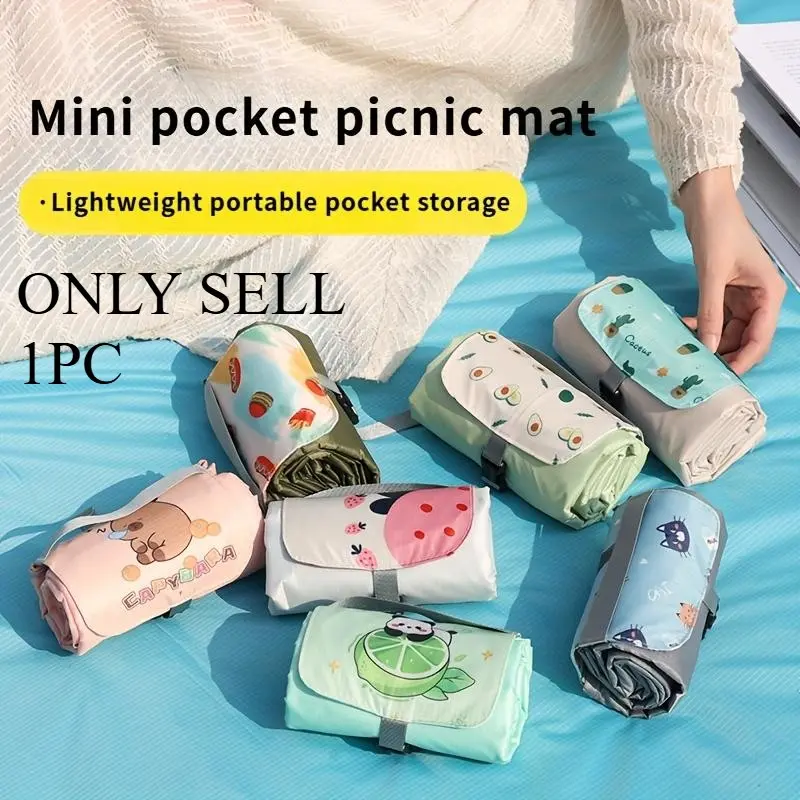 1pc Extra Large Foldable Picnic Blanket with Carry Strap | Multi-Style Outdoor Portable Lightweight Picnic Mat Pocket Mini Beach Camping Sandproof Ground Cloth | 78x78 Inches for Beach | Travel, Beach Blanket, Camping Gear, Camping Essentials