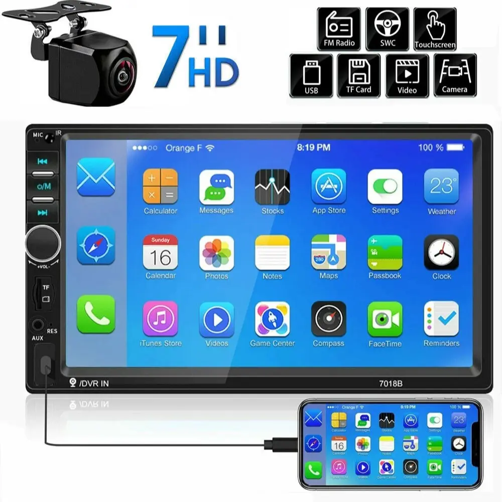 Dual Spindle Car Mp5 Player, 7-Inch Large Screen, Supports Phone Casting, Universal Car Audio System, Abs Material, No Ca Prop 65