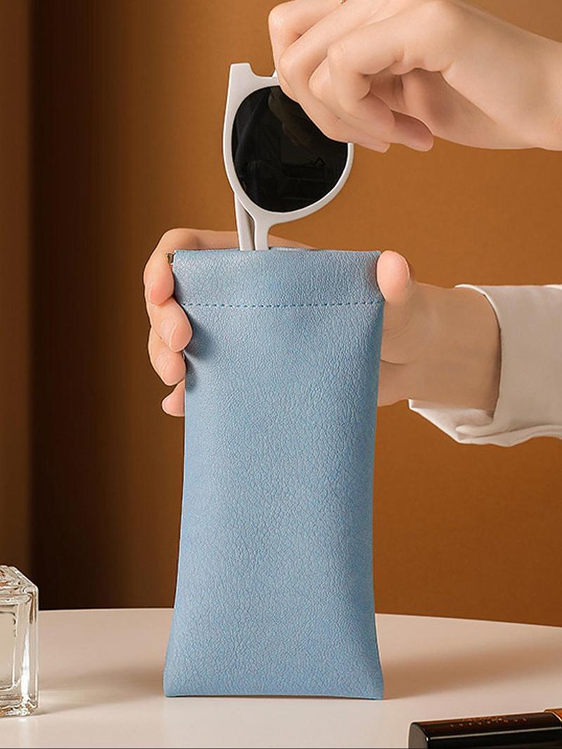 Solid Color Soft Pu Sunglasses Case, 2024 New Style Portable Pu Leather Glasses Case, Anti-scratch Glasses Storage Bag, Eyewear Accessories for Women and Men, Portable Sunglasses Organizer, Glasses Holder