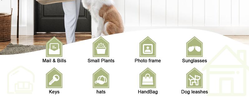 Wall-Mounted Key and Mail Holder, Wooden Key Rack With 4 Double Key Hooks, Rustic Home Decor for Entryway (Gray)