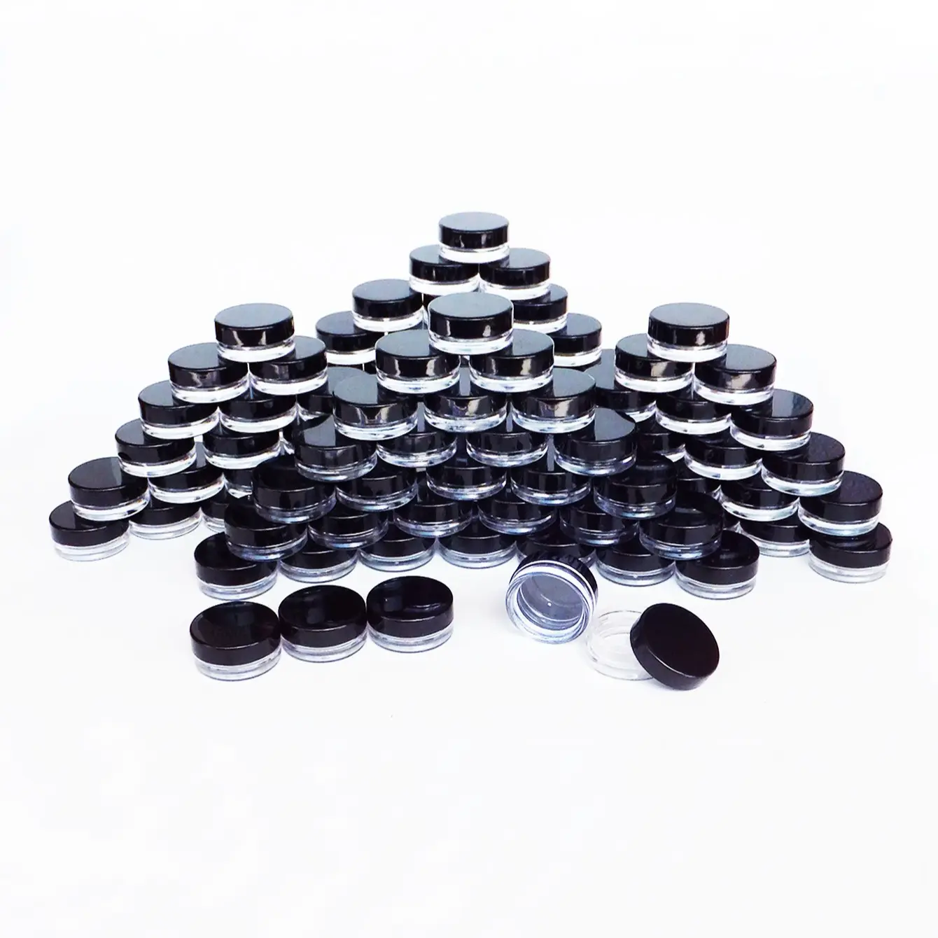 100pcs Mini Plastic Cream Containers, 3g Lid, Transparent Round Makeup Samples, Travel Portable Dispenser Bottles