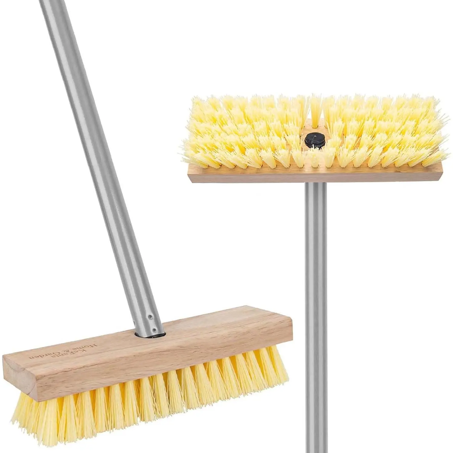 52'' Long Handle Stiff Bristle Floor Scrubber Brush, Multi-Purpose Scrub Broom for Deck, Shower, Bathroom, Boat, Concrete, Carpet, Garage Cleaning