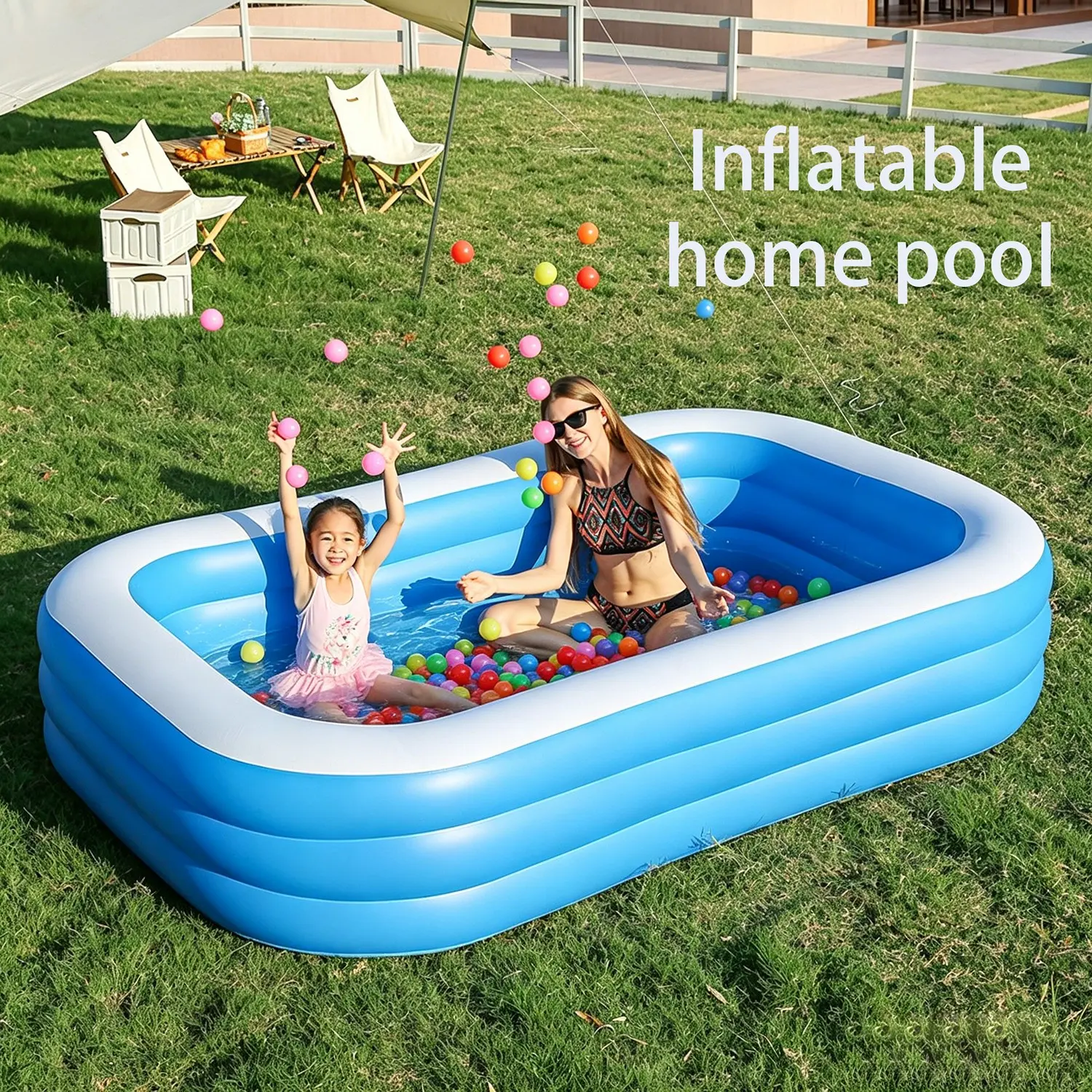 Large Inflatable Pool for Kids and Adults, Durable Thick-Wall Inflatable Blow Up Pool, Multiple Sizes Available, Outdoor Garden Summer Party Pool