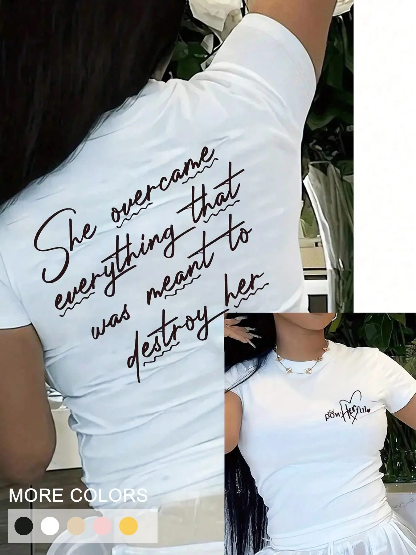 Women's Y2K Style Letter Print Round Neck Short Top, Fitted Motivational Slogan T-Shirt, Casual Everyday Streetwear for Daily Wear，short top, Fashion