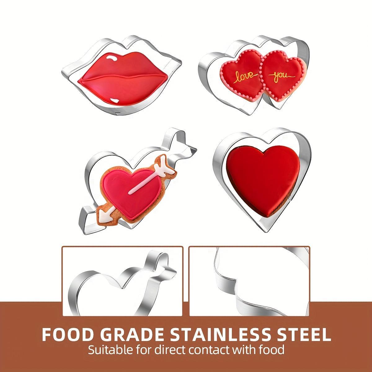 1/2/4pcs Stainless Steel Cookie Cutter Set - Cupid and Heart-Shaped Candy Molds, Cookie Cutters, Chocolate Cutters, Cake Decorating Molds, Baking Tools, Kitchen Gadgets, Christmas and Valentine's Day Cookie Mold Accessories, Essential Kitchenware