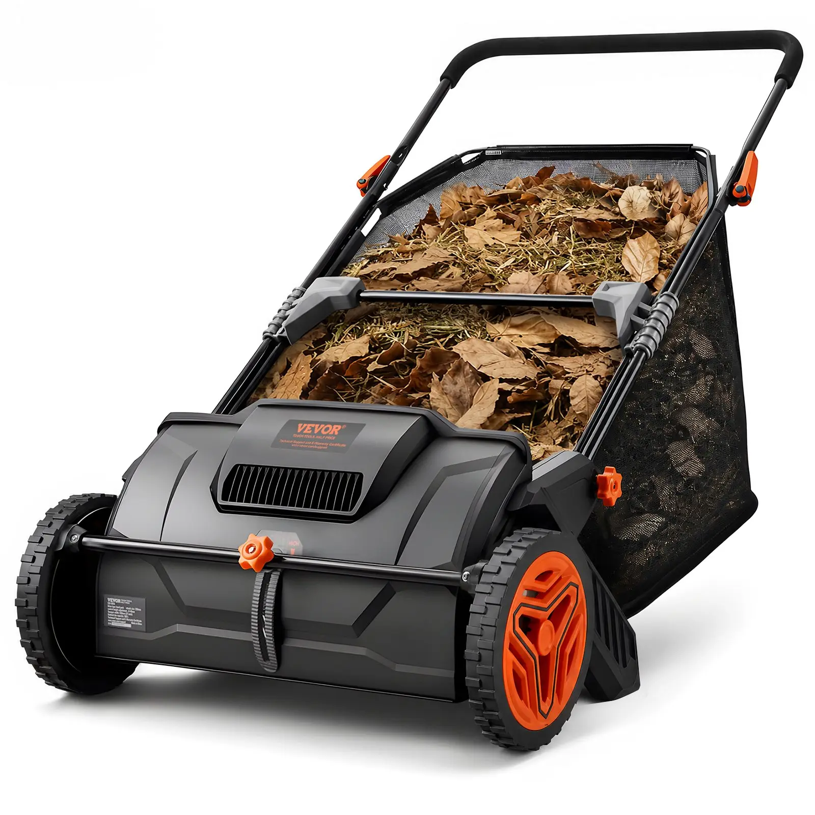 VEVOR Push Lawn Sweepers, 21/26/30 in Leaf and Grass Collectors with Hopper Bag, Standard and Upgraded Options