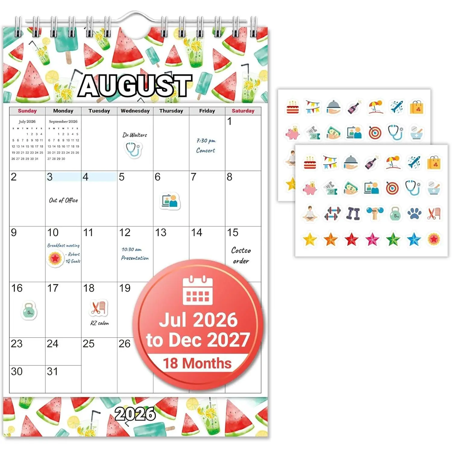 2026-2027 Small Calendar 5.5x8.5, Mini Wall Calendar | Vertical monthly layouts provide space for appointments, schedules, reminders, and important dates.