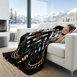 Summer Cooling Blanket,  Black Gold Hip Hop Money Hand Pattern Ice Blanket, Cool Down Blanket, Gaming Throw Blanket for Studio, Office Desk Reading Napping, Hotel, Camping, Rv, Balcony, Cabin Indoor Outdoor Home Decor Blanket