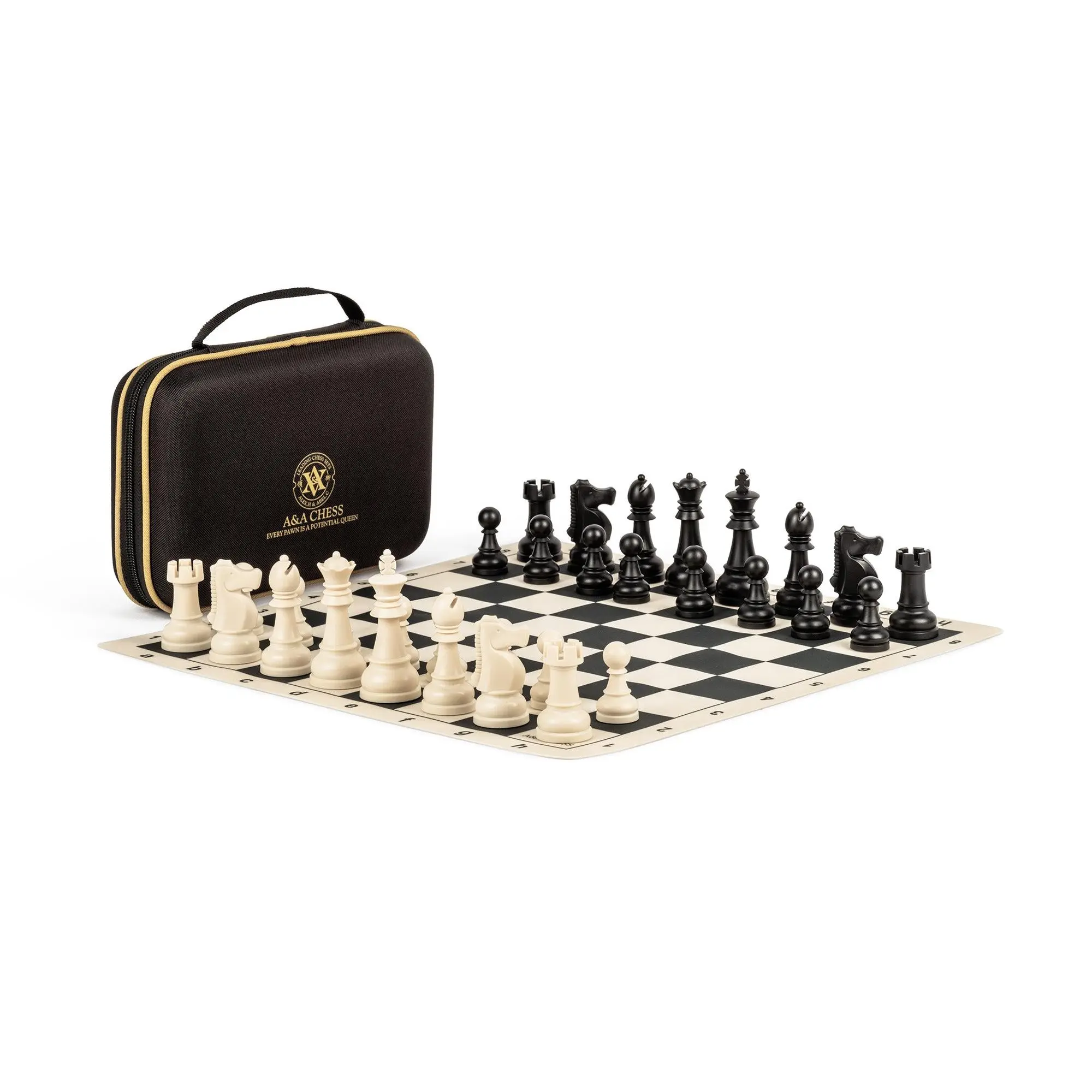 A&A 15''*15'' Silicone & Plastic Traveling Chess Set w/ Storage Bag