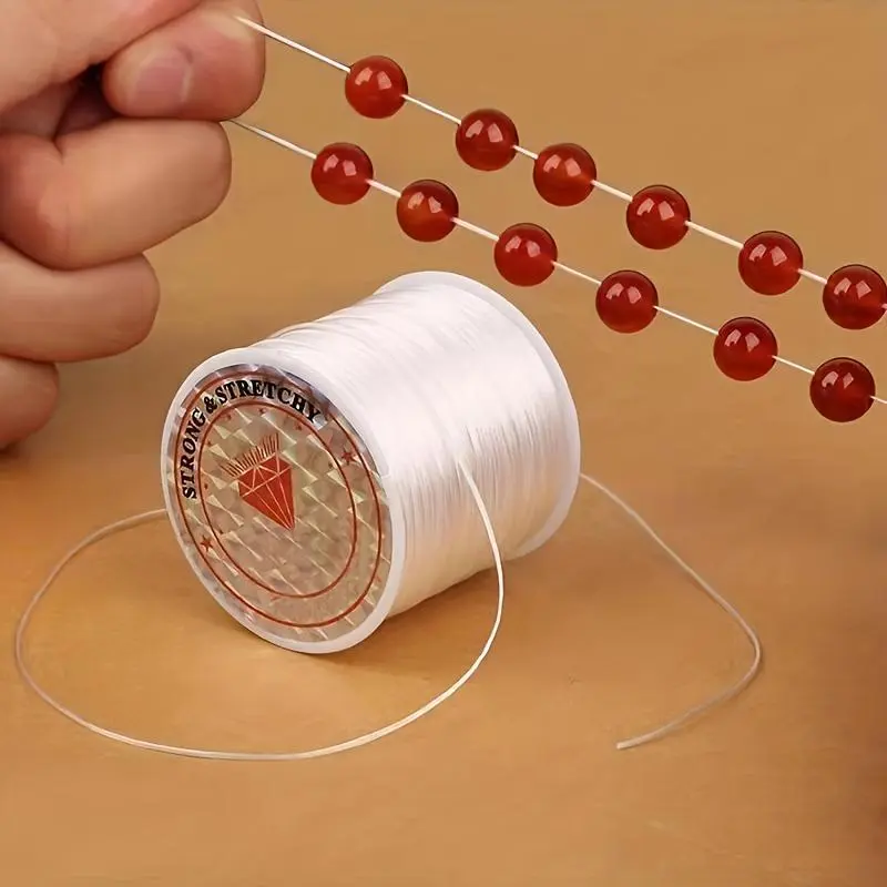 50m/1968in Strong Stretch Elastic Cord, 0.8mm Elastic String for Bracelets - Ideal for DIY Jewelry, Bracelets, Necklaces & Beading Crafts, with Knot-Hiding Durability - Perfect for Party Balloon Decorations, Connectors for Jewelry Making