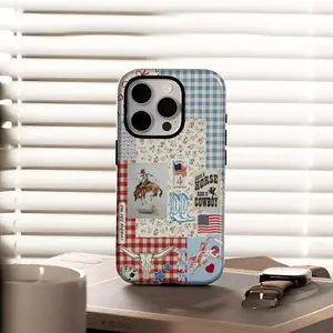 Vintage Patriotic Tough, Western Americana style dual-layer two-in-one phone case, sturdy and durable, a great gift, compatible with iPhone 17/16/15/14/13/12/11 and Samsung Galaxy S23/S24/S25/S26 Plus Ultra series protective cases.