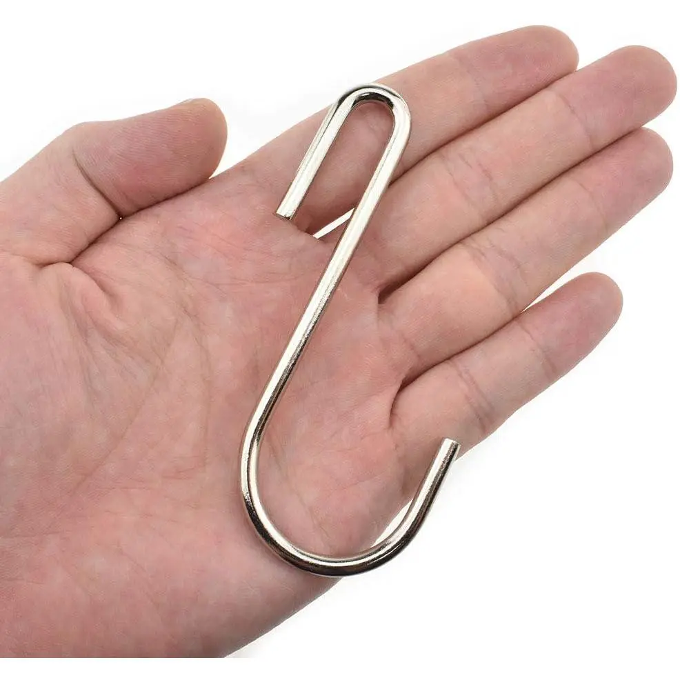 LQJ Pro Large S Hooks Anti-Rust Hang Iron Cast Pots and Pans from Wire Rack Shelf Narrow End Don't Come Off 7 Pack 3.7" Length Solid Metal Hang Tools Kitchenware Belt Handbag in Closet Pantry Garden