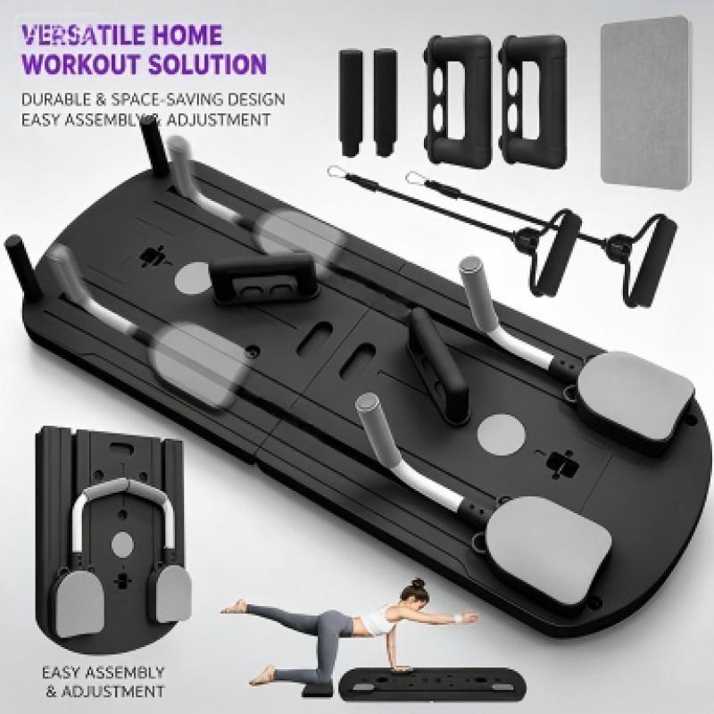 Portable Folding Fitness Board with Resistance Bands, Quiet Slide Track Training Board for Home, Yoga & Daily Exercise Portable Foldable Electric Scooter neon black scooter