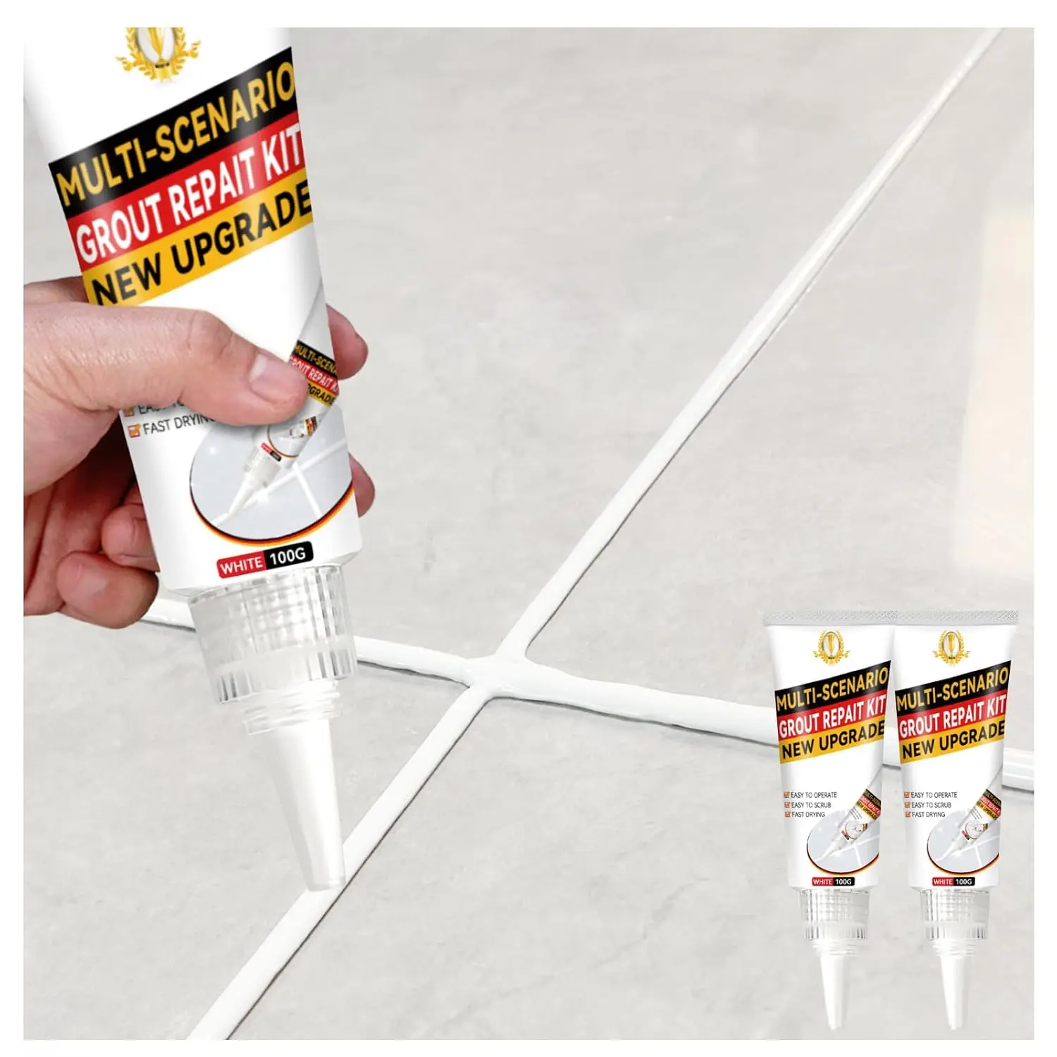 Tile Grout Repair Kit, 2 Pack White Grout Sealer for Shower, Bathroom, Tile, Kitchen,  Grout Cleaner Restore and Renew Floor, Tile Gaps, Joints, Lines
