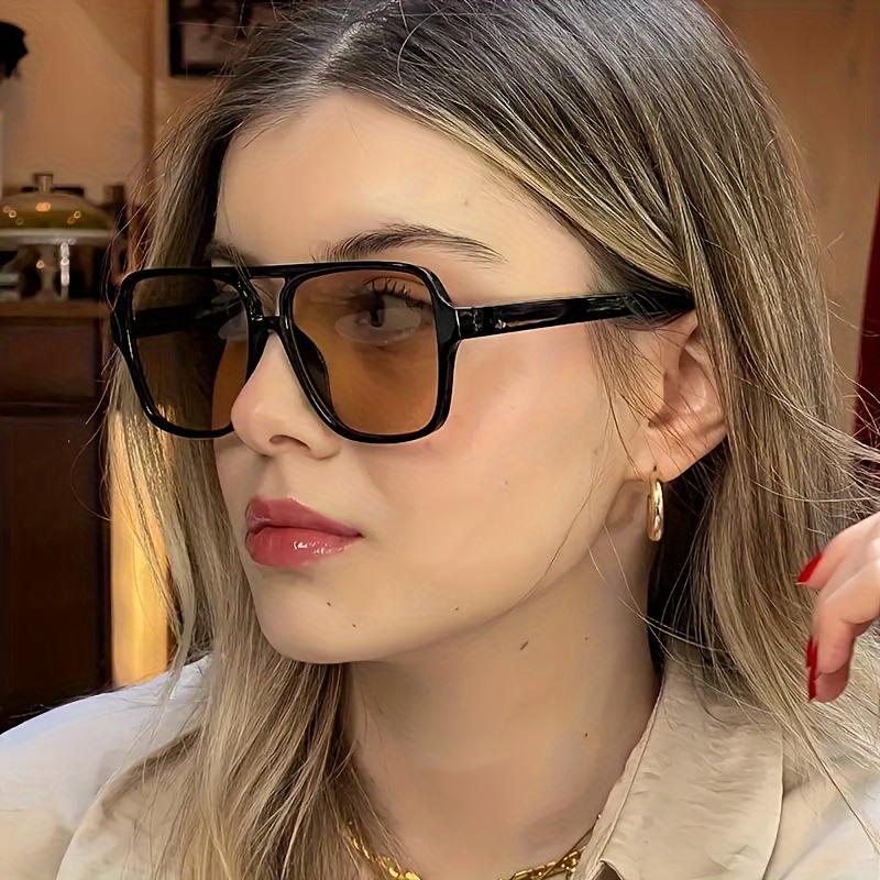 Fashionable Rectangular Plastic Glasses for Women with Leopard Print Detail, Dual Bridge Design, Reflective Lens, PC Material, Ideal for Daily Wear