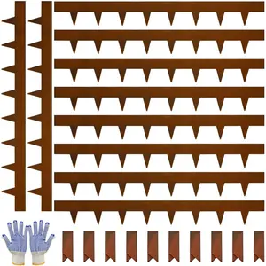 Corten Steel Landscape Edging-4.5" H X 40" L Metal Garden Edging-33FT-Landscape Lawn Edging 10 Pcs-No-Dig Hammer Heavy Duty Steel Edging-Bendable Border Strips for Lawn Yard 10 Clips