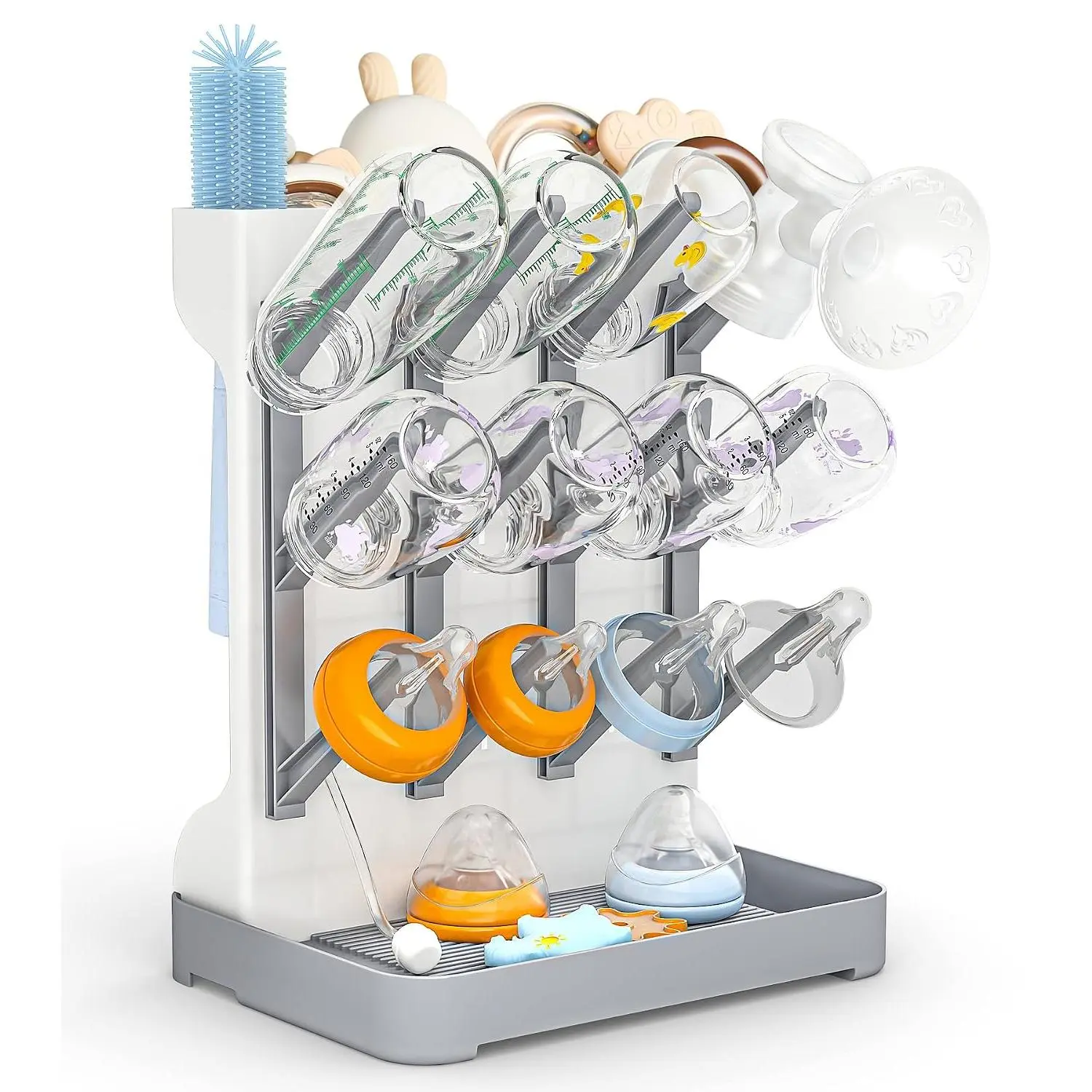Baby Bottle Drying Rack, Space-Saving Vertical Bottle Dryer Holder for Countertop, Baby Bottle & Feeding Accessories Organizer