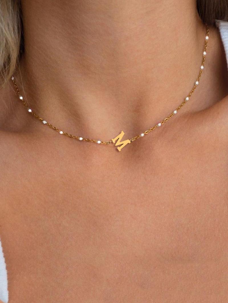 Women's Elegant Letter Charm Design Adjustable Lobster Closure Pendant Necklace, 2024 New Style Fashion Jewelry for Party, Trendy All-match & Exquisite Jewelry As Anniversary Gift, Non Tarnish Jewelry