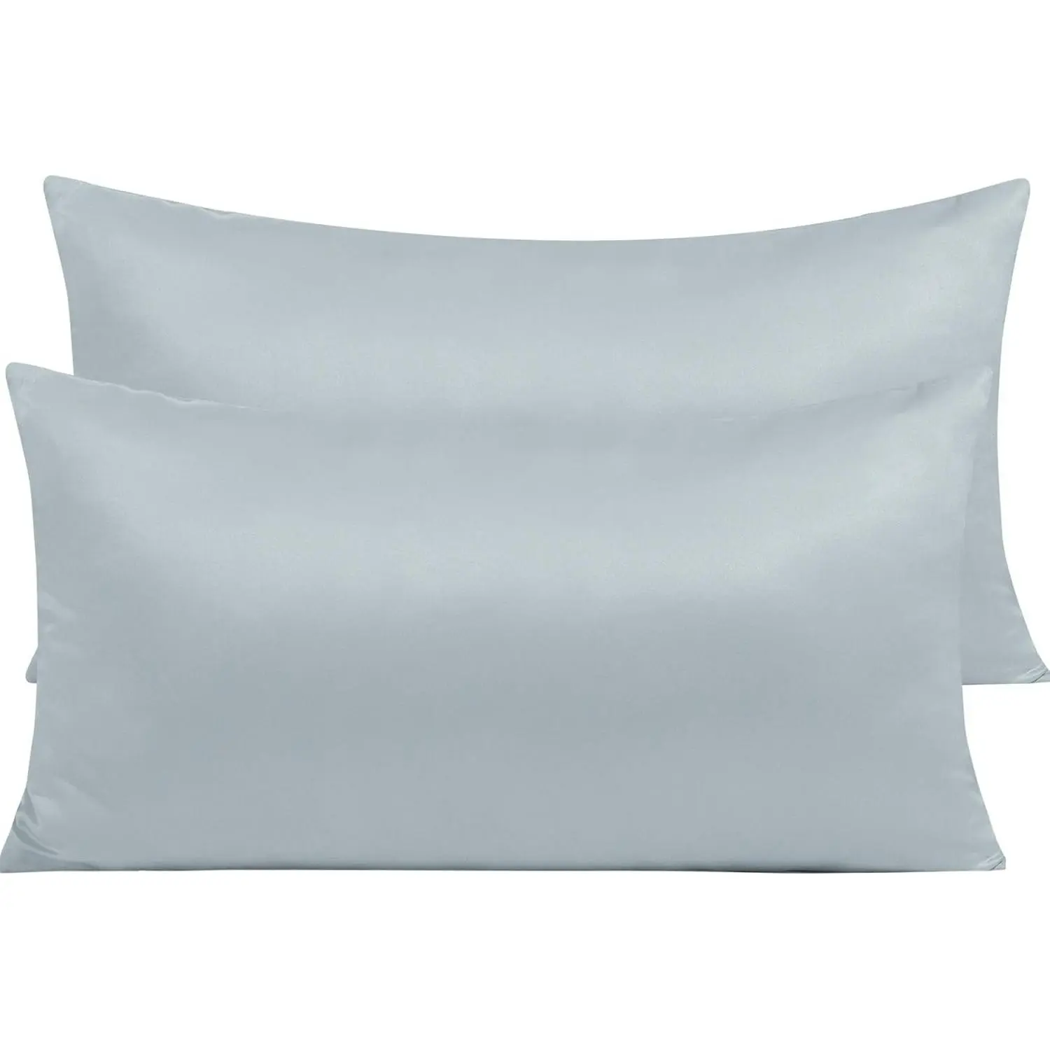 Zippered Pillow for Hair and Skin, Luxury King Hidden Zipper Pillowcases Set of 2, 20x36 Inches, Grey