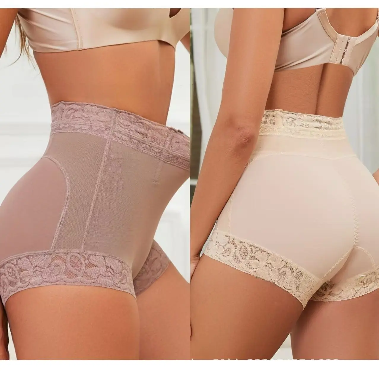 Women's High Waist Butt Lifting Shapewear Panties Tummy Control Seamless Lace Thong Panties for Daily Wear Workout with Silicone Anti-Slip Bands Plus Size