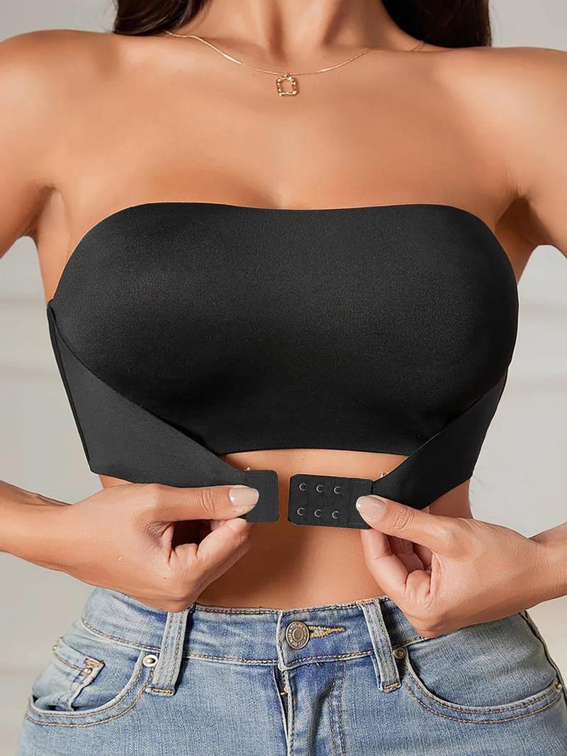 Women’s Strapless Seamless Bra, Wireless Front Button Bralette with Smooth Support, No Padding Comfortable Fit for Daily Wear, Layering, Lounge & Casual Outfits