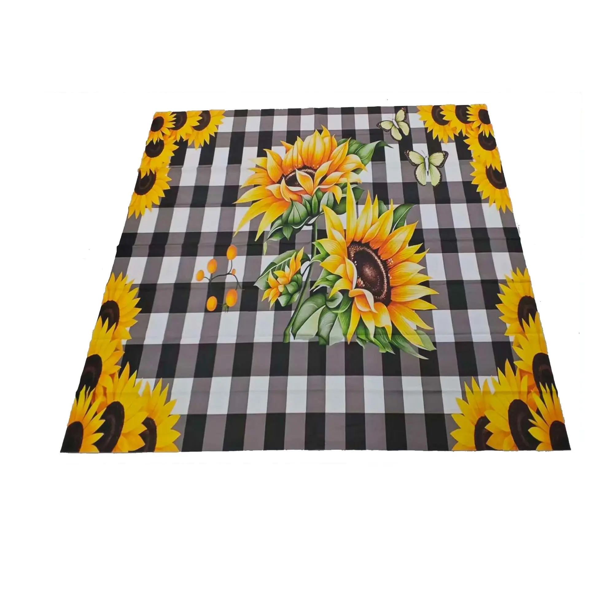 2D Flat Party Tablecloth 1pc, Daisy Sunflower Print, Rectangular Polyester, Rectangle Table Cover, Ideal for Birthday, Festival, Dining, Kitchen Decor, Perfect Gift