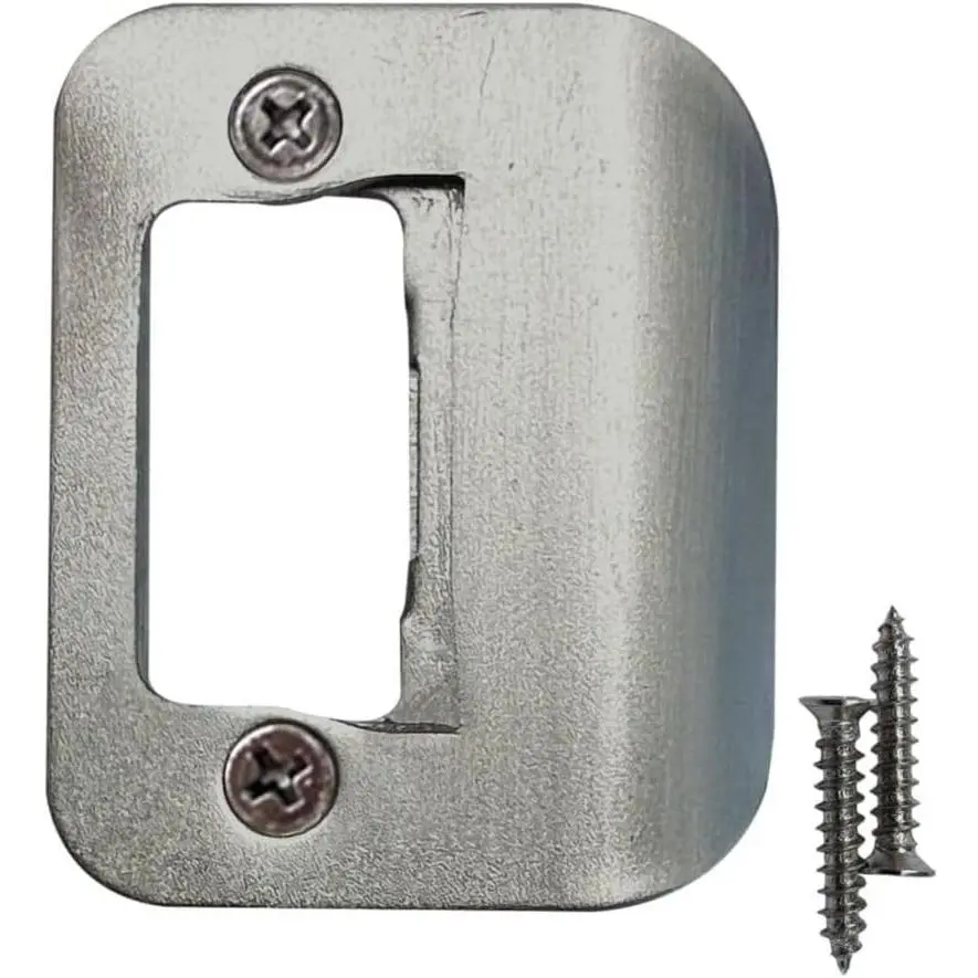2-1/4" x 1-3/4" Door Strike Plate with Screws, Universal Alloy Steel Latch Restorer Lock Hardware for Interior & Exterior Doors, Satin Nickel 1-Pack Replacement Latch Plate