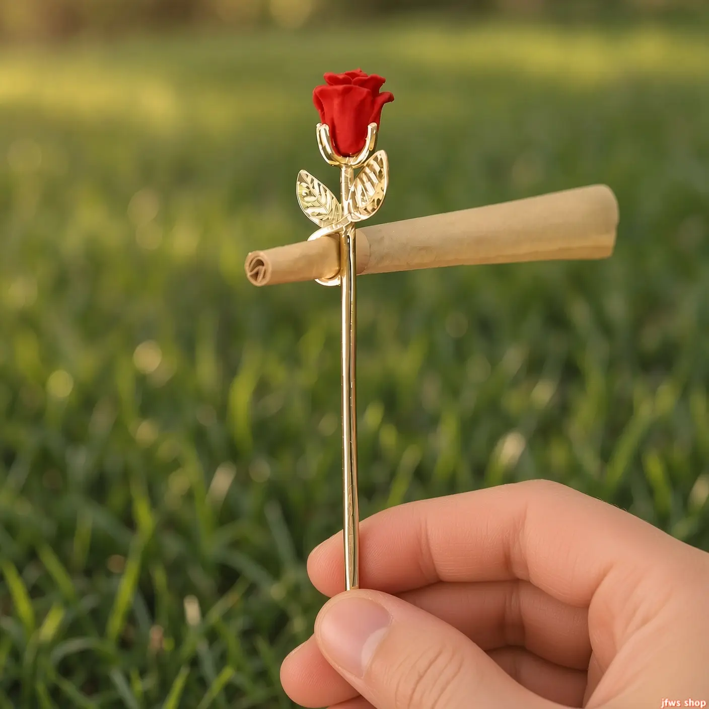 Rose Flower  Holder, Durable Metal Smoking Accessory with Beautiful Floral Design – Vintage Fashion Statement Piece, Cute Gift for Mom, Valentine’s Day & Everyday Carry
