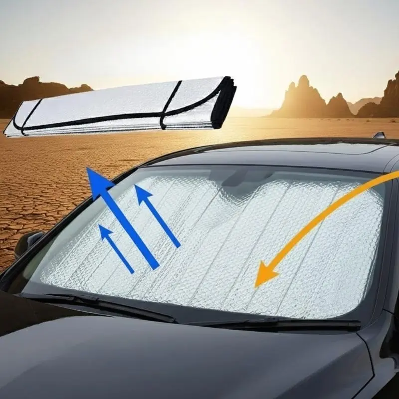 Upgraded Car Windshield Sunshade - Heat Shield & UV Reflector - Foldable Interior Protector for SUV, Sedan, Truck - Summer Heatwave - Durable Sun Shade, Sun Shades For Car Windows - Car Accessories