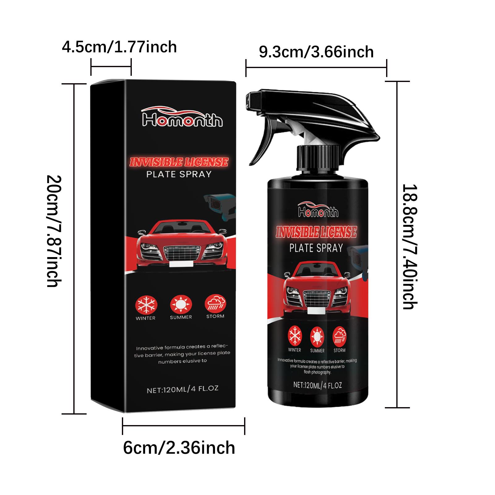 Homonth Invisible License Plate Spray Long-Lasting Effective Car ...