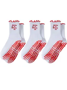 Qianzuyu Women's Pilates Grip Socks, Non-Slip Yoga Socks, Fashion Ballet Socks, Sporty Solid Design, 3 Pairs Set, All Seasons