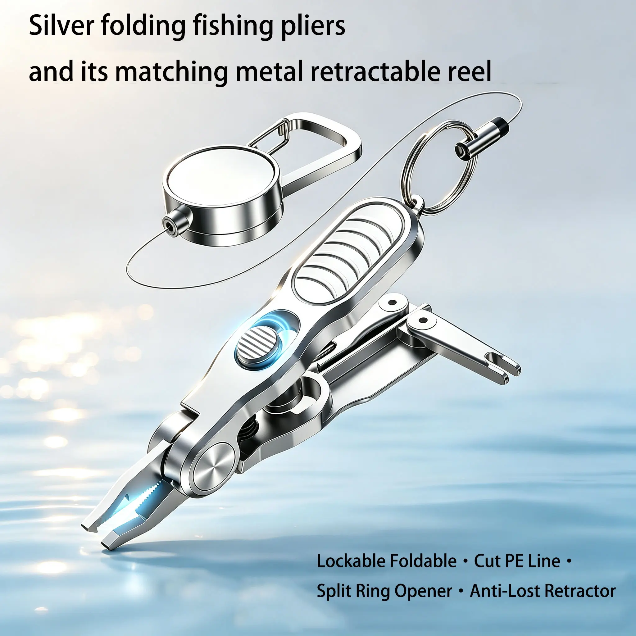 3-in-1 fishing pliers and line cutter, multi-functional fishing knotting tool, braided PE and power line scissors