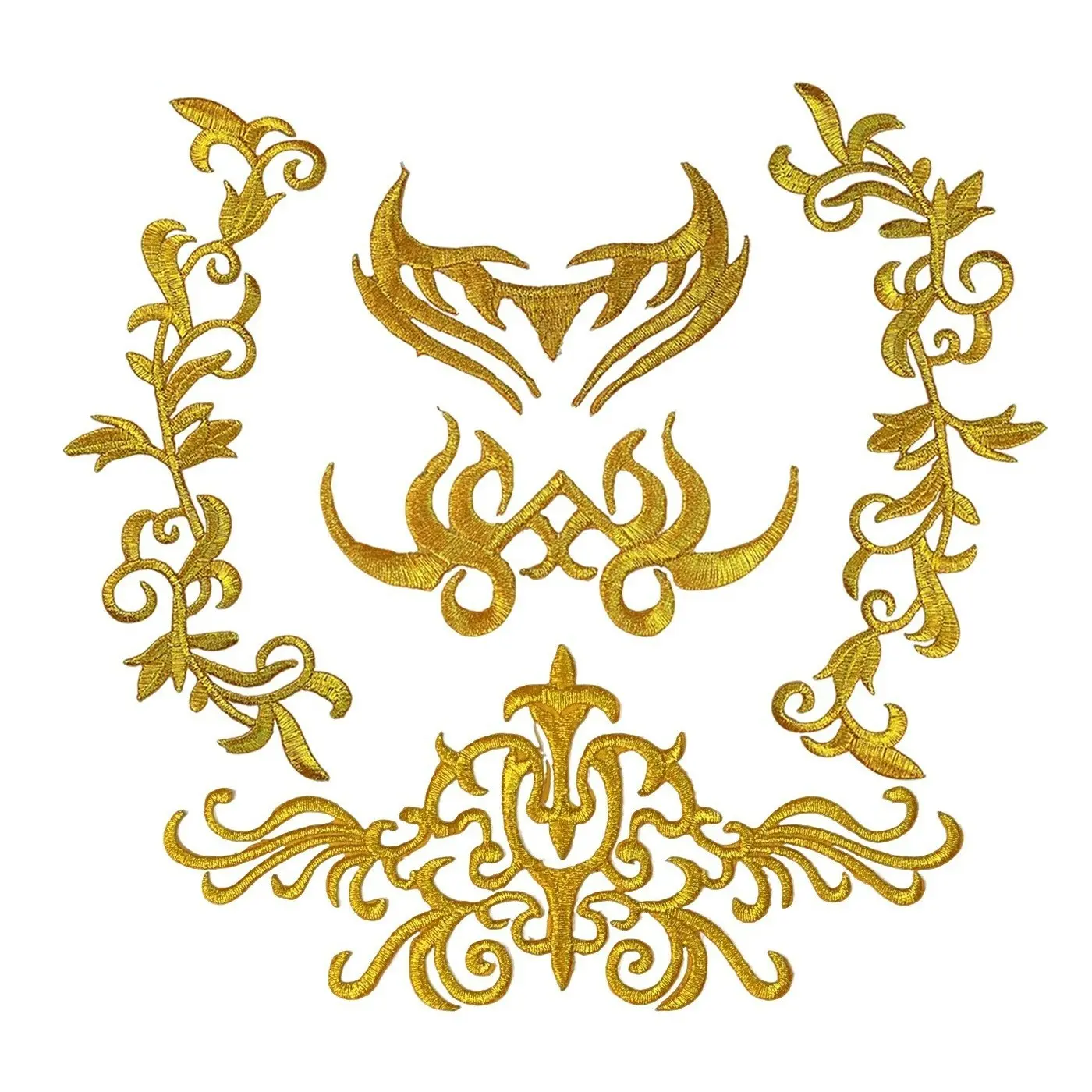 5pcs Embroidered Fabric Patches, Adhesive Iron-On Decorative Stickers, DIY Craft Supplies, Elegant Sewing Accessories