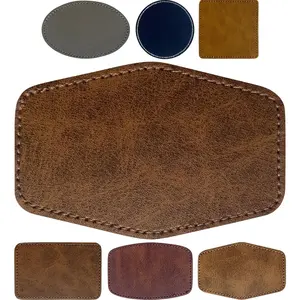 Blank Laser Engravable Faux Leather Hat Patches with Iron-on Heat Press Adhesive, Suitable for Trucker Hats Snapback Caps Beanies, Dark Brown 3"×2" 30 Pcs