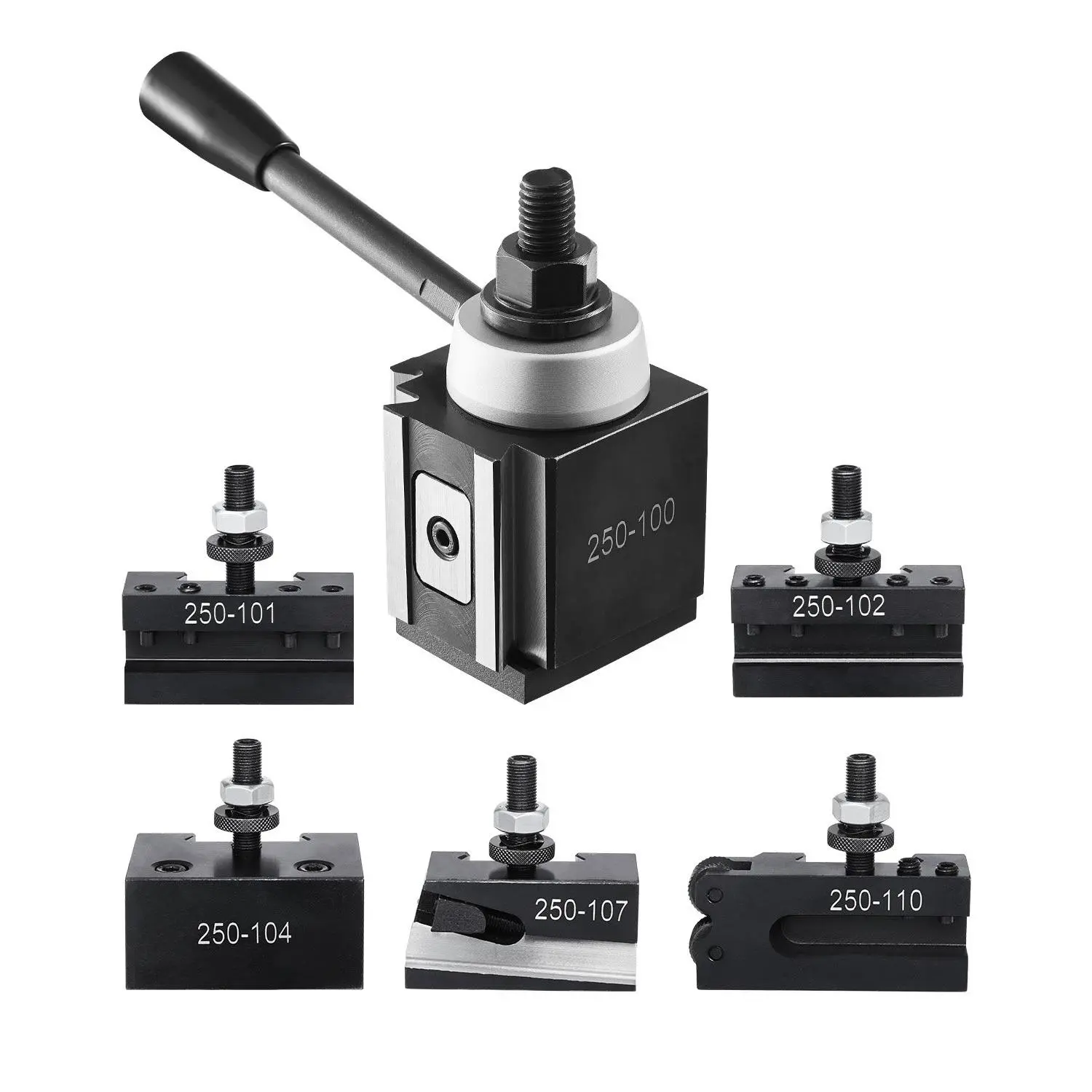 VEVOR Quick Change Tool Post Set, 6 Pcs, Includes Lathe Tool Holders, Piston Type Tool Post with Turning Tool Holder Accessories, Fit for Mini Lathe Metal Lathe 6"-12" Swing, Durable Steel Material