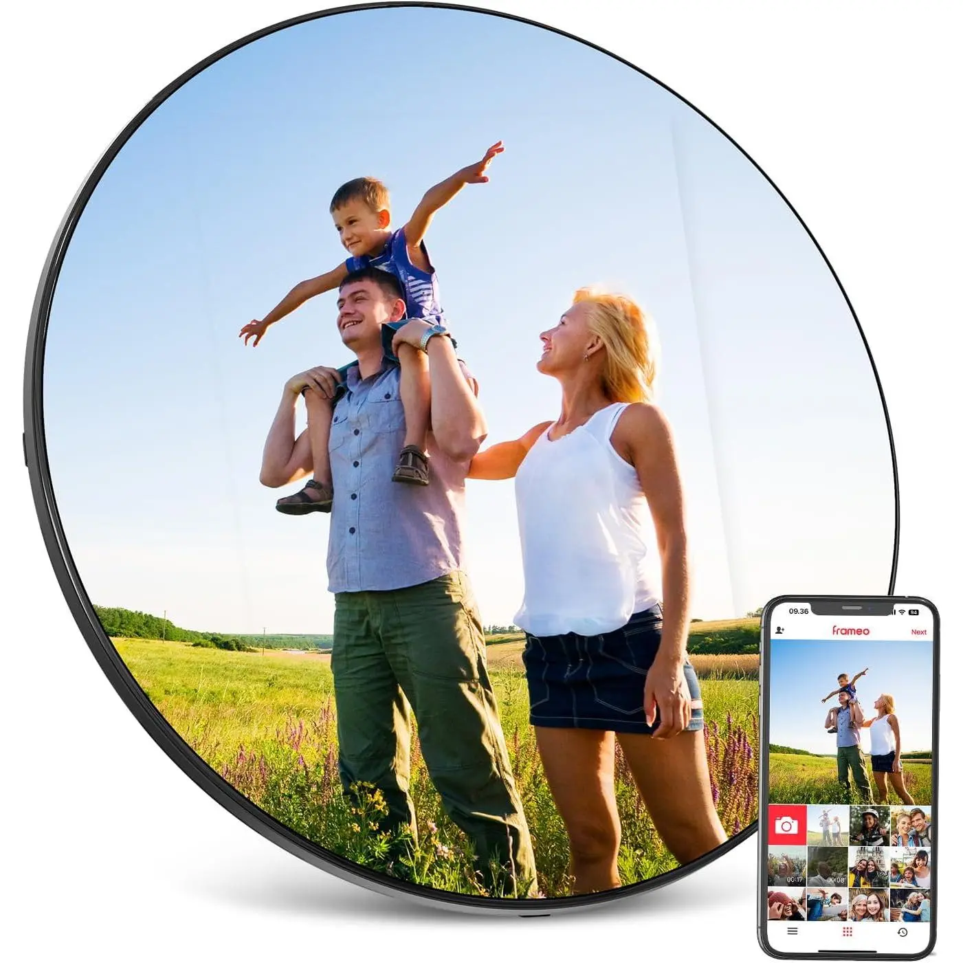 Frameo Digital Picture Frame,  IPS  Screen 32GB Storage | Auto-Rotate Wall Mount,Up-Market Gifts for Mom Father,Share Photos/Videos from Phone