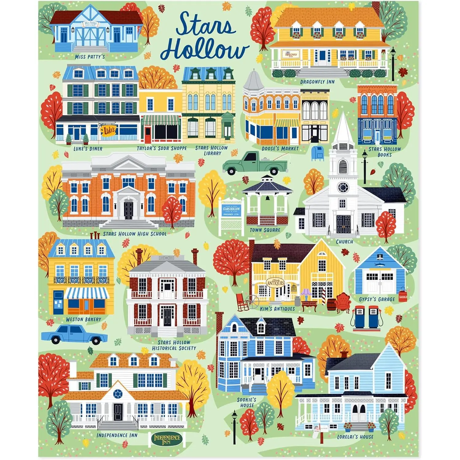 Hallmark Gilmore Girls Stars Hollow Map Throw Blanket, Birthday for Moms, Daughters, Teens, 50" x 60"