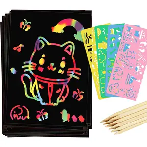 90 Pcs Scratch Art Paper Rainbow Sets, Scratch Paper Rainbow Black Scratch Off Art Gifts Art Craft Supplies Kits Classroom Easter Gifts for Kidsfidget toys