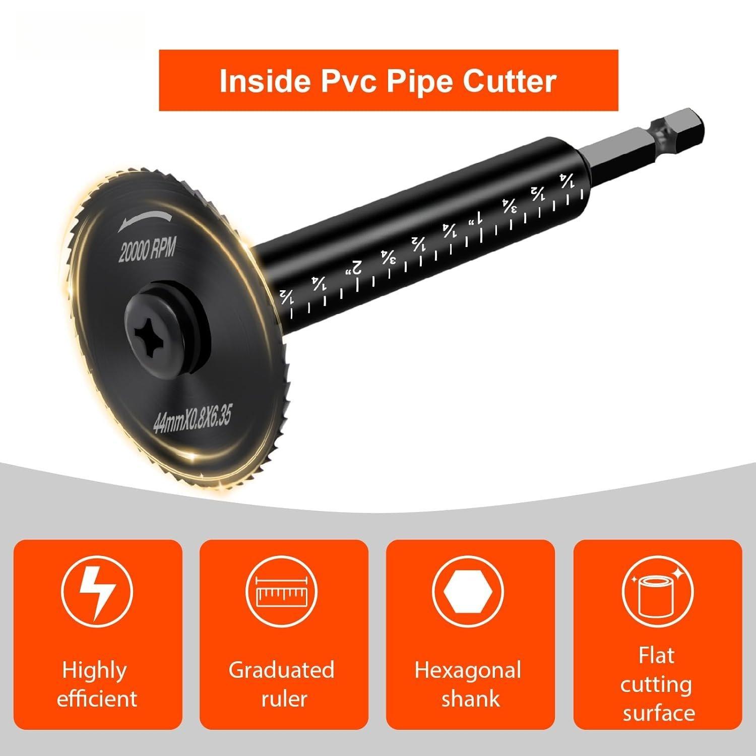 Inside Pipe ,6 pcs    with 3 Inch Scale 1/4" Hex Shank,  Tool Set for PVC, Plastic, Board, Copper,