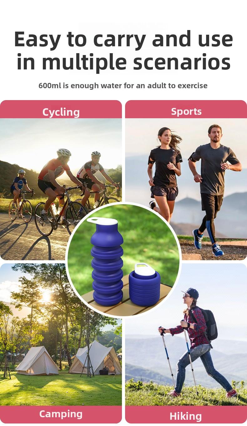 Creative Silicone Foldable Cup Outdoor Travel Sports Water Bottle Portable Thin Cycling Mug, Durable Leak-Proof Design