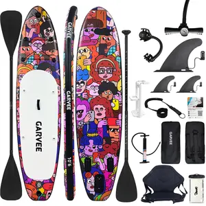 Garvee Wide Stable Inflatable Paddleboard Paddle Board for Adults – 10'6" Paddleboard Set with Paddle, Electric & Manual Pump, Removable Soft Seat, Camera Mount, Waterproof Phone Pouch, Safety Leash, Travel Backpack – Perfect for Lake, River, Beach