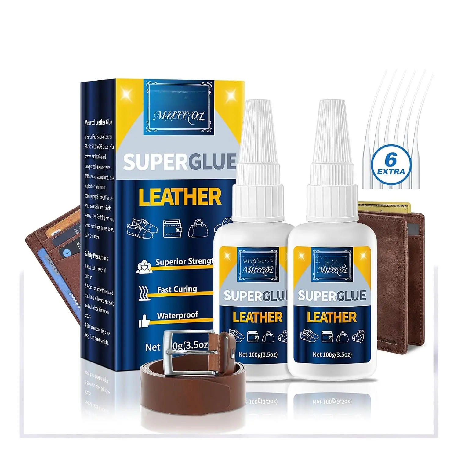 Leather Glue 100g, -Setting Leather Repair Adhesive for Purses, Shoes,  Seats, Suede & Upholstery, Clear-Drying  Bond for Leather, Includes 6 Precision Tips