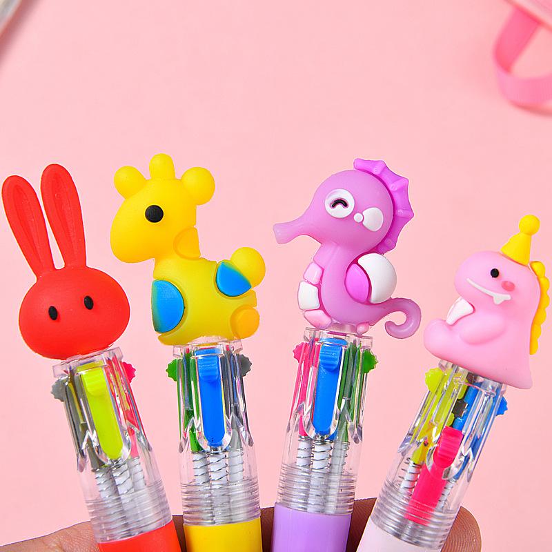 20PCS Adorable Mini Cartoon Ret retractable Pens - 4-in-1 Multi-Color Ballpoint for Kids, Students & Journaling