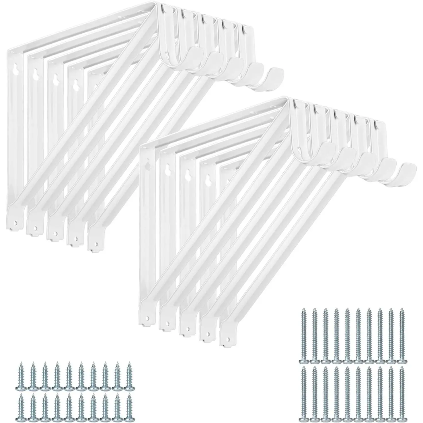10 Pack Heavy Duty Closet Shelf & Rod Brackets, Wall Mounted Closet Shelf Brackets, 11 x 9.45 Inch Closet Shelf Brackets with Rod Support, White