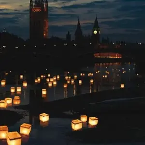 20 Pack 5.9"*5.9"*5.9" Square Chinese Paper Floating Lanterns Wishing Praying Candle Lanterns for Lake or River