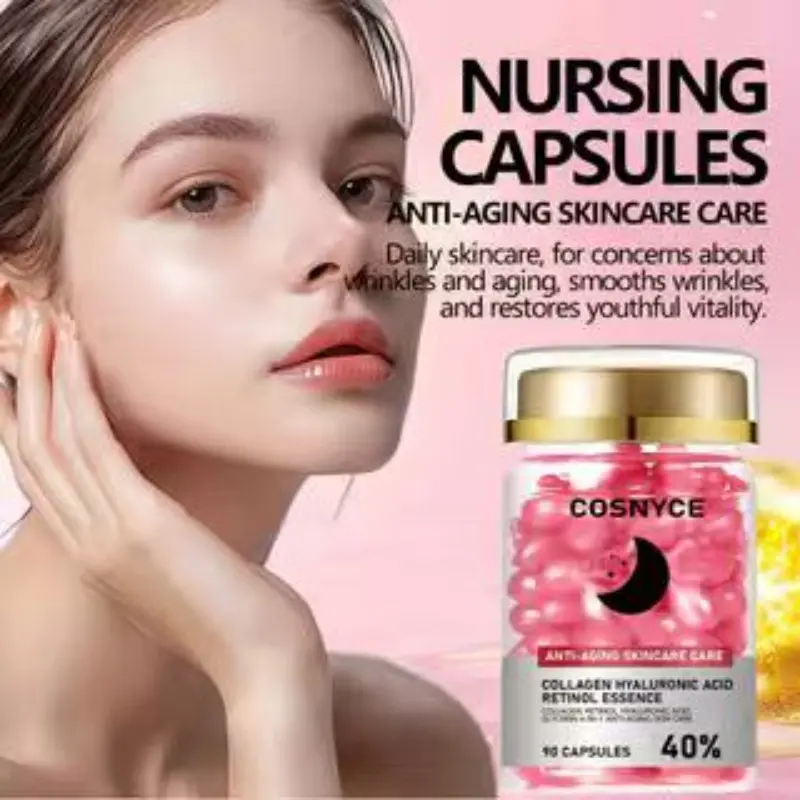 Nighttime Capsules with Beauty Collagen and Retinol, Liquid Formula, Combats Evening Aging, Essential Skincare Supplement